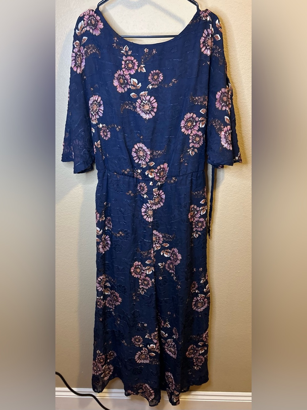Xhilaration Navy Floral jumpsuit with Pink Flowers